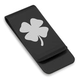 Stainless Steel Four Leaf Clover Good Luck Charm Classic Slim Money Clip