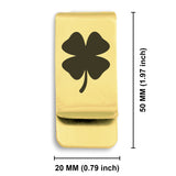 Stainless Steel Four Leaf Clover Good Luck Charm Classic Slim Money Clip