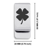 Stainless Steel Four Leaf Clover Good Luck Charm Classic Slim Money Clip