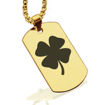 Stainless Steel Four Leaf Clover Good Luck Charm Dog Tag Pendant