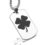 Stainless Steel Four Leaf Clover Good Luck Charm Dog Tag Pendant