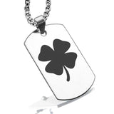 Stainless Steel Four Leaf Clover Good Luck Charm Dog Tag Pendant