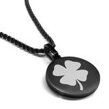 Stainless Steel Four Leaf Clover Good Luck Charm Round Medallion Pendant