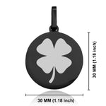 Stainless Steel Four Leaf Clover Good Luck Charm Round Medallion Keychain