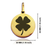 Stainless Steel Four Leaf Clover Good Luck Charm Round Medallion Pendant