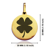 Stainless Steel Four Leaf Clover Good Luck Charm Round Medallion Keychain