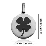 Stainless Steel Four Leaf Clover Good Luck Charm Round Medallion Pendant