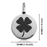 Stainless Steel Four Leaf Clover Good Luck Charm Round Medallion Pendant