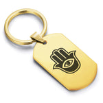 Stainless Steel Hamsa Good Luck Charm Dog Tag Keychain