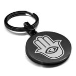 Stainless Steel Hamsa Good Luck Charm Round Medallion Keychain