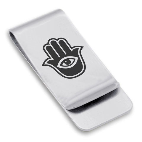 Stainless Steel Hamsa Good Luck Charm Classic Slim Money Clip