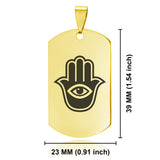Stainless Steel Hamsa Good Luck Charm Dog Tag Keychain