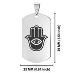 Stainless Steel Hamsa Good Luck Charm Dog Tag Keychain