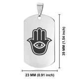 Stainless Steel Hamsa Good Luck Charm Dog Tag Keychain