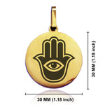 Stainless Steel Hamsa Good Luck Charm Round Medallion Pendant