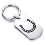 Stainless Steel Horseshoe Good Luck Charm Dog Tag Keychain