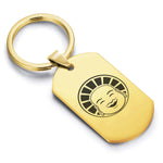 Stainless Steel Laughing Buddha Good Luck Charm Dog Tag Keychain
