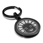 Stainless Steel Laughing Buddha Good Luck Charm Round Medallion Keychain
