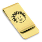 Stainless Steel Laughing Buddha Good Luck Charm Classic Slim Money Clip