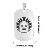 Stainless Steel Laughing Buddha Good Luck Charm Dog Tag Pendant