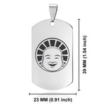 Stainless Steel Laughing Buddha Good Luck Charm Dog Tag Keychain