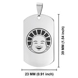 Stainless Steel Laughing Buddha Good Luck Charm Dog Tag Keychain