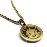 Stainless Steel Laughing Buddha Good Luck Charm Round Medallion Pendant