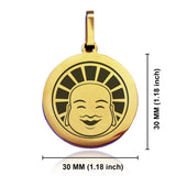 Stainless Steel Laughing Buddha Good Luck Charm Round Medallion Pendant