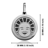 Stainless Steel Laughing Buddha Good Luck Charm Round Medallion Pendant