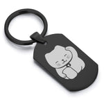 Stainless Steel Maneki Neko Good Luck Charm Dog Tag Keychain