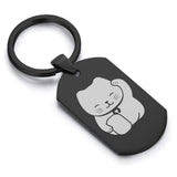 Stainless Steel Maneki Neko Good Luck Charm Dog Tag Keychain