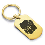 Stainless Steel Maneki Neko Good Luck Charm Dog Tag Keychain