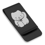 Stainless Steel Maneki Neko Good Luck Charm Classic Slim Money Clip