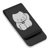 Stainless Steel Maneki Neko Good Luck Charm Classic Slim Money Clip