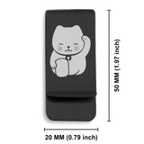 Stainless Steel Maneki Neko Good Luck Charm Classic Slim Money Clip