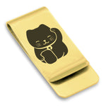 Stainless Steel Maneki Neko Good Luck Charm Classic Slim Money Clip