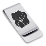 Stainless Steel Maneki Neko Good Luck Charm Classic Slim Money Clip