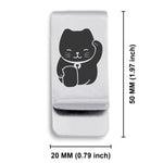 Stainless Steel Maneki Neko Good Luck Charm Classic Slim Money Clip