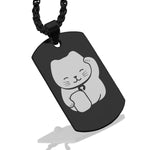 Stainless Steel Maneki Neko Good Luck Charm Dog Tag Pendant