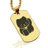 Stainless Steel Maneki Neko Good Luck Charm Dog Tag Pendant