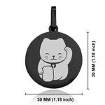 Stainless Steel Maneki Neko Good Luck Charm Round Medallion Keychain