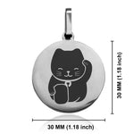Stainless Steel Maneki Neko Good Luck Charm Round Medallion Keychain