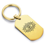 Stainless Steel Nazar Evil Eye Good Luck Charm Dog Tag Keychain