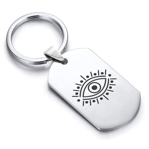 Stainless Steel Nazar Evil Eye Good Luck Charm Dog Tag Keychain