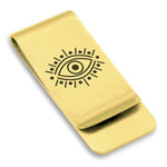 Stainless Steel Nazar Evil Eye Good Luck Charm Classic Slim Money Clip