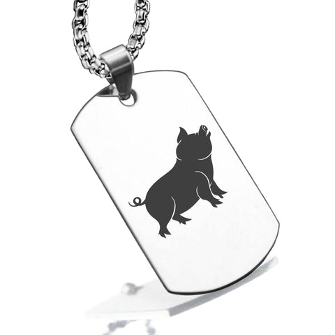 Stainless Steel Pig Good Luck Charm Dog Tag Pendant