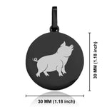Stainless Steel Pig Good Luck Charm Round Medallion Keychain