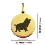 Stainless Steel Pig Good Luck Charm Round Medallion Keychain