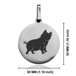 Stainless Steel Pig Good Luck Charm Round Medallion Keychain