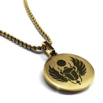 Stainless Steel Scarab Good Luck Charm Round Medallion Pendant